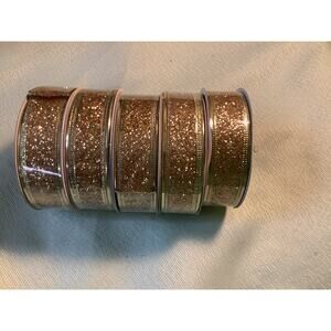 Christmas Boutique Ribbon Wire Gold Glitter 5 Full Rolls